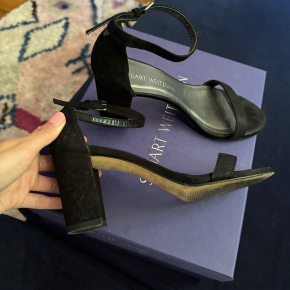 STUART WEITZMAN NearlyNude suede sandals black size 6 - Picture 9 of 11